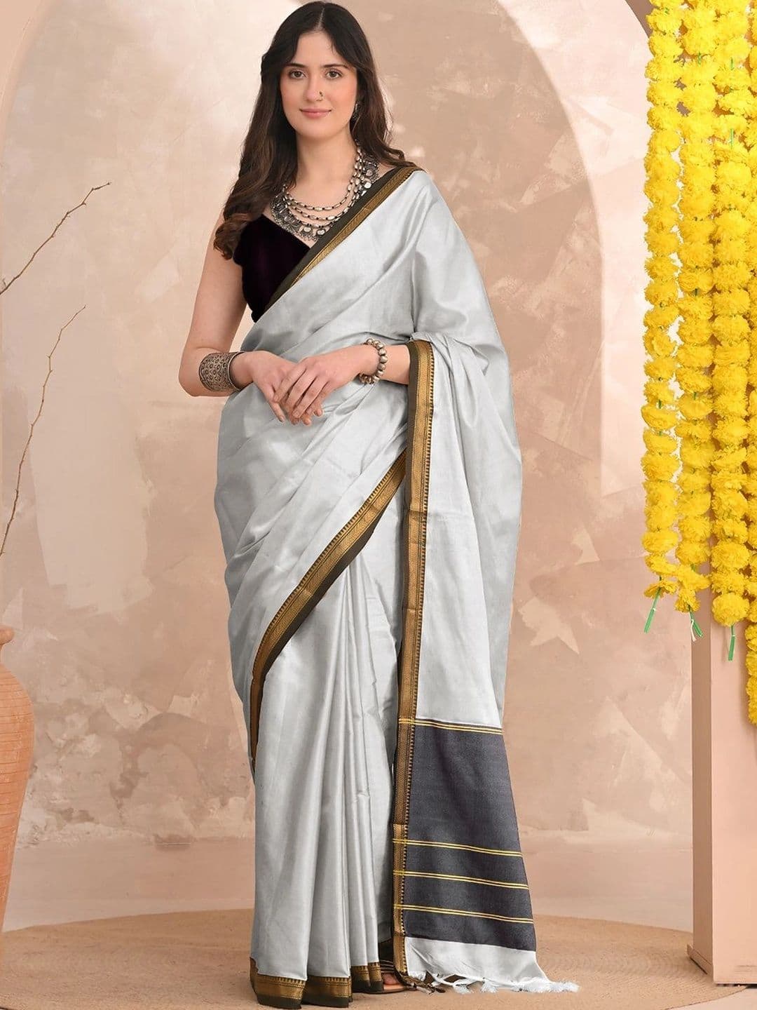 KALINI Striped Zari Designer Gadwal Saree - view 1