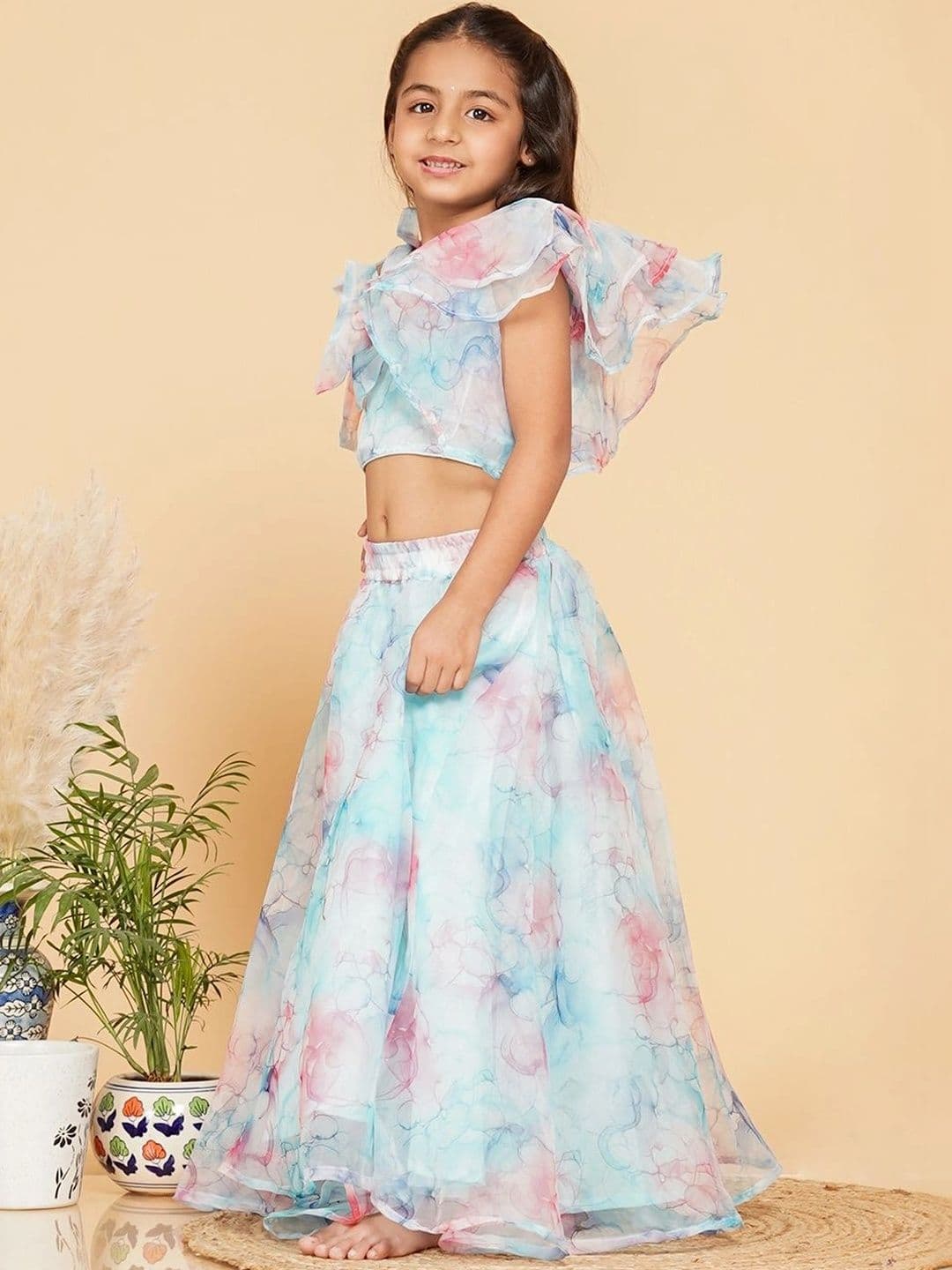 Laad Girls Printed Ready to Wear Lehenga & thumbnail 3