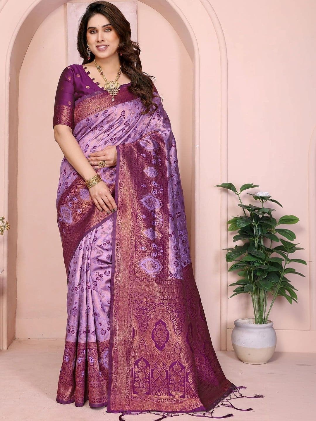 VS MALL Woven Design Zari Banarasi Saree - view 1