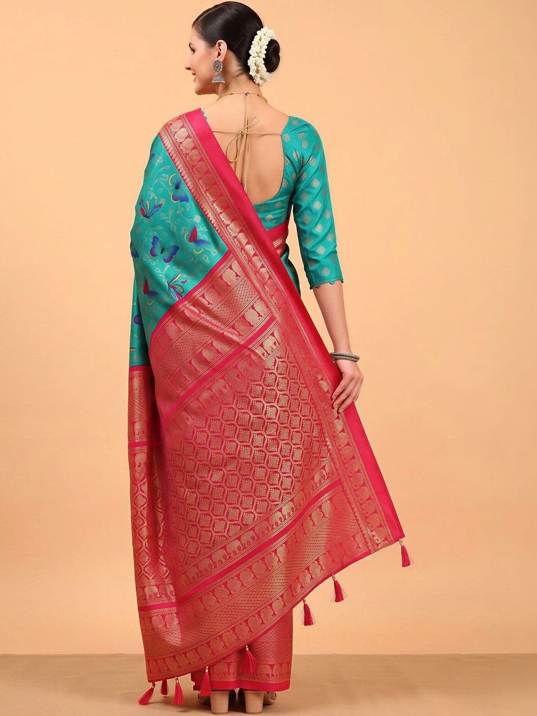 Anouk Embellished Zari Designer Banarasi Saree thumbnail 2