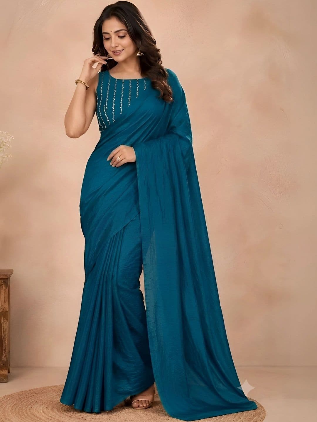 VRAGI Sequinned Saree thumbnail 5