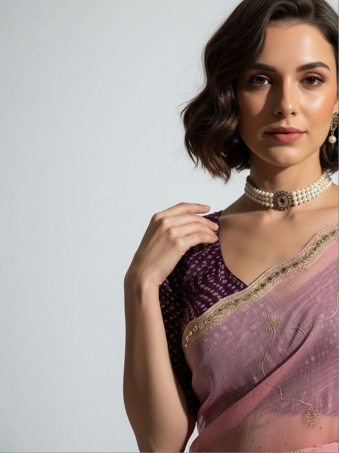SmileyFashion Floral Poly Georgette Saree thumbnail 5