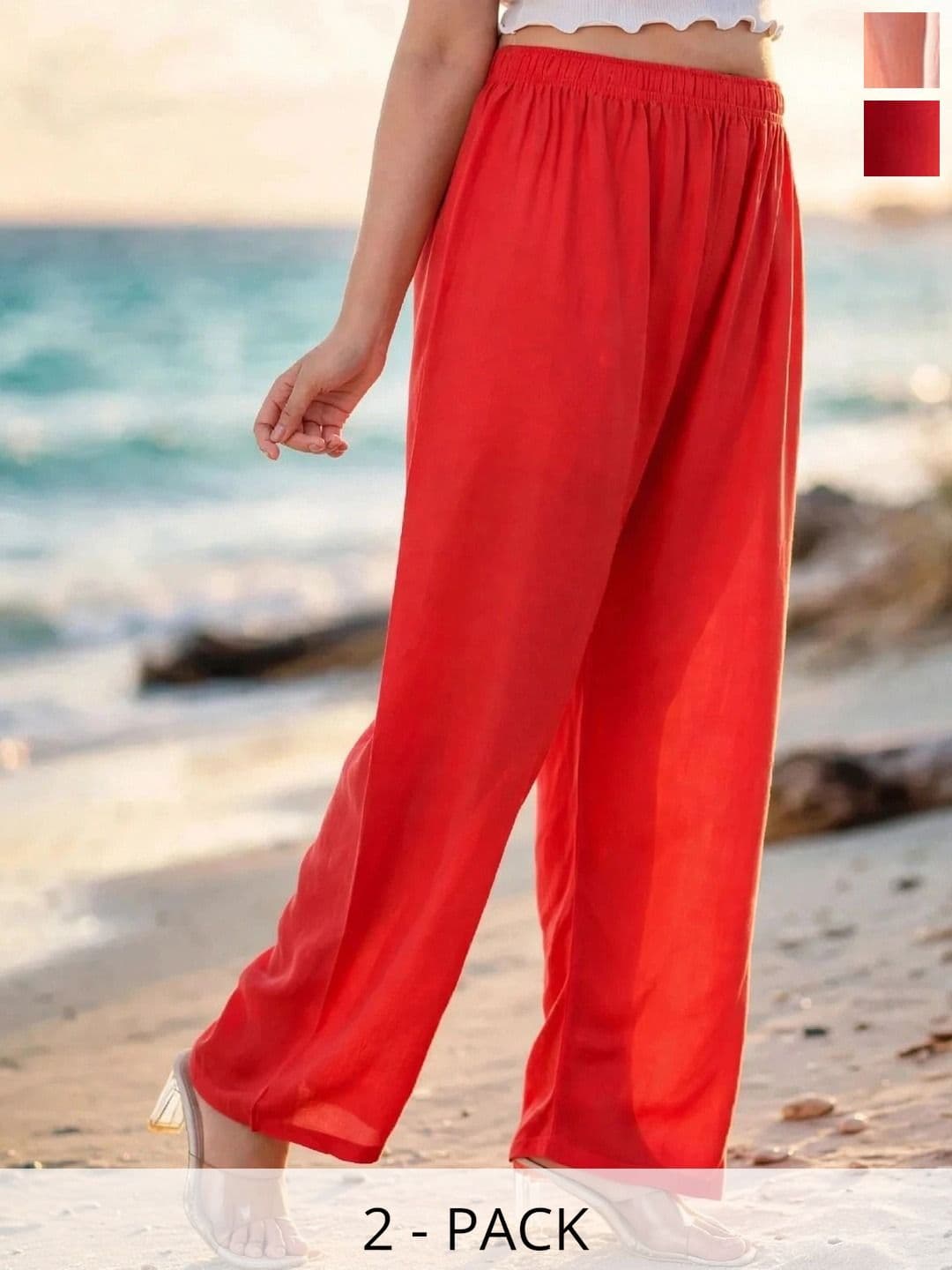 MICHAEL KOVLIN Women Pack of 2 Comfortable Trending Wide Leg Luxe Flared Palazzo - view 1