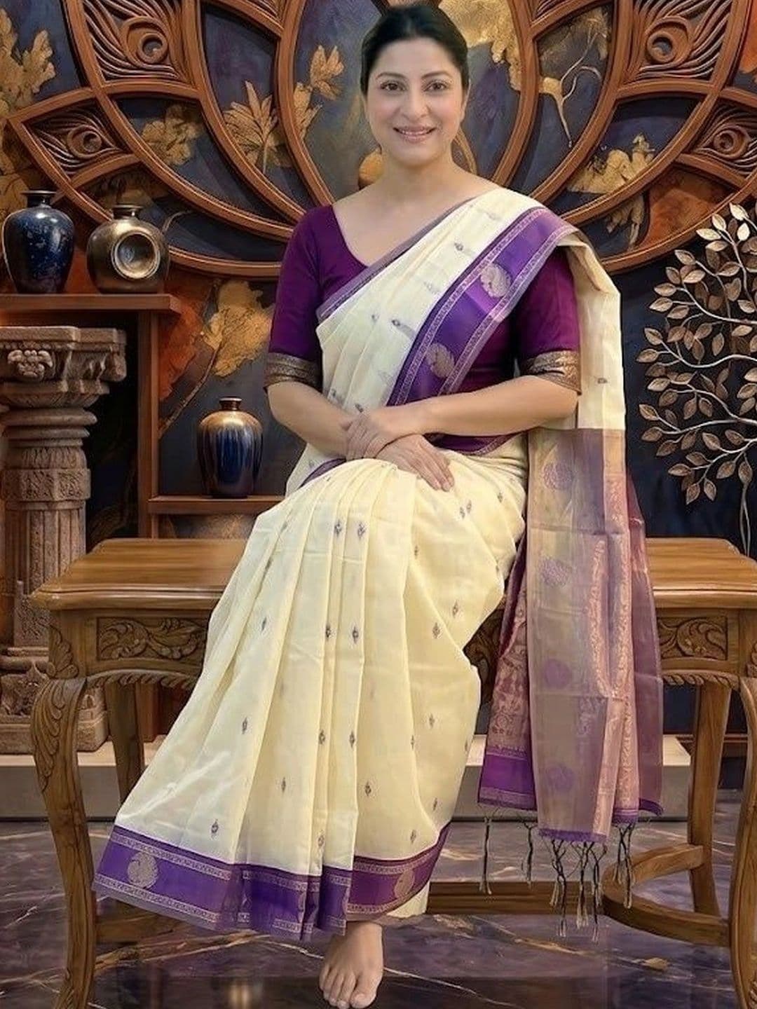 THE AQUARIUS Woven Design Zari Art Silk Banarasi Saree thumbnail 7