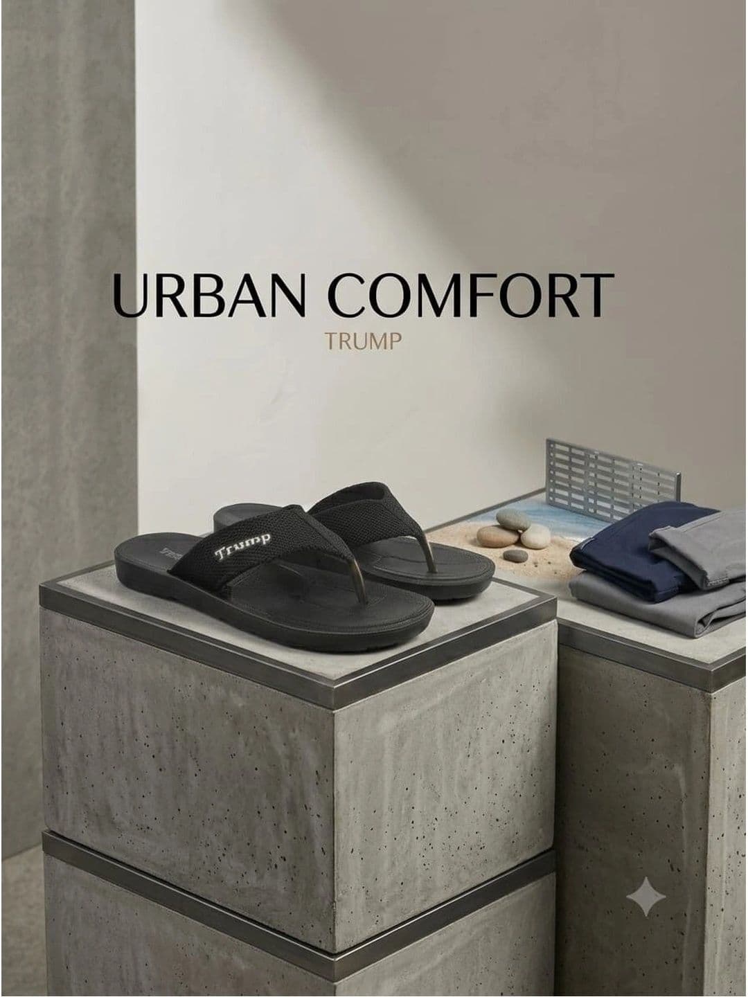 Trump Black PU Flip Flops - view 1