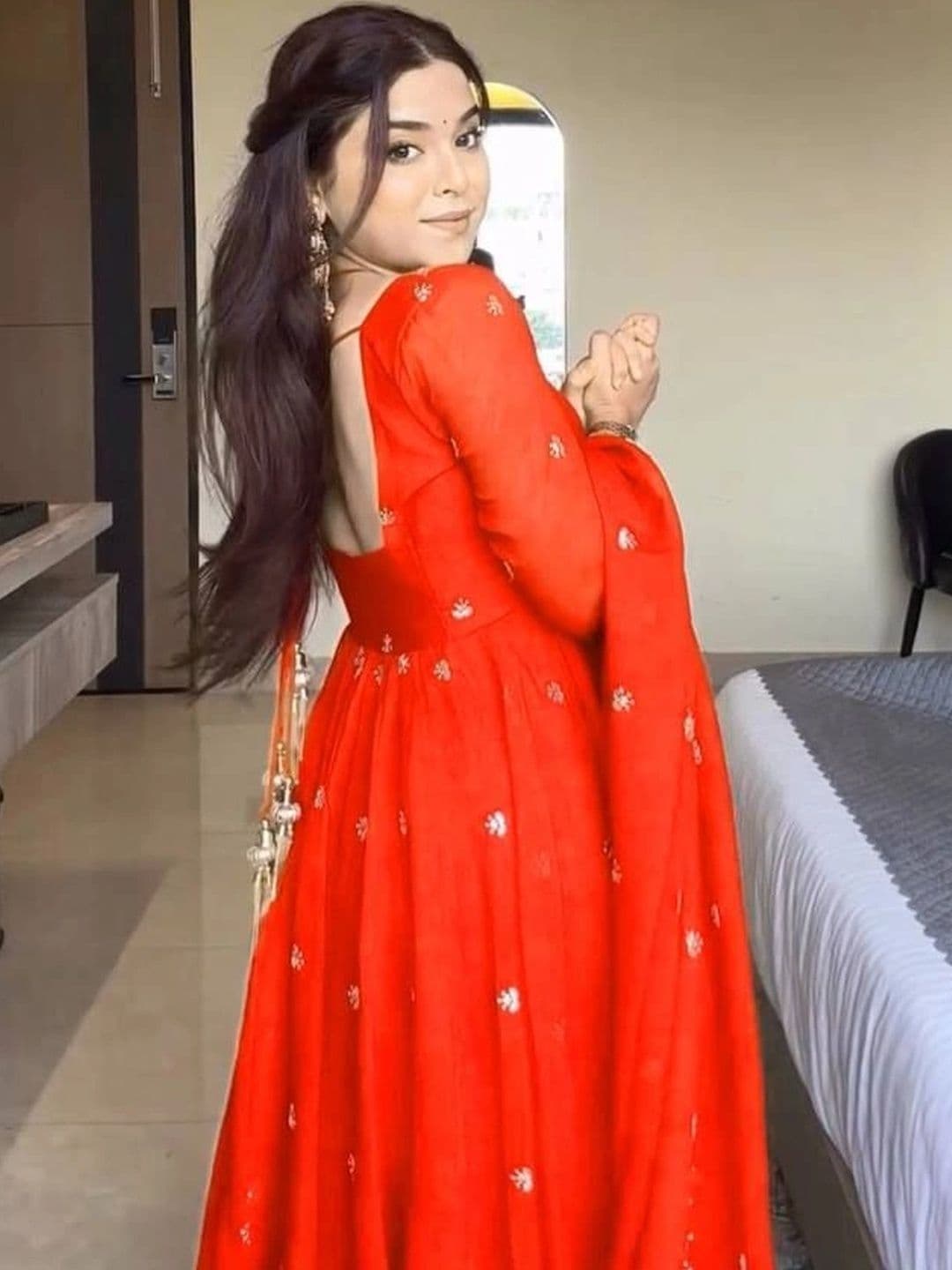 Frenzy Fusion Women Ethnic Motifs Embroidered Empire Gotta Patti Kurta with Pyjamas & With Dupatta thumbnail 3