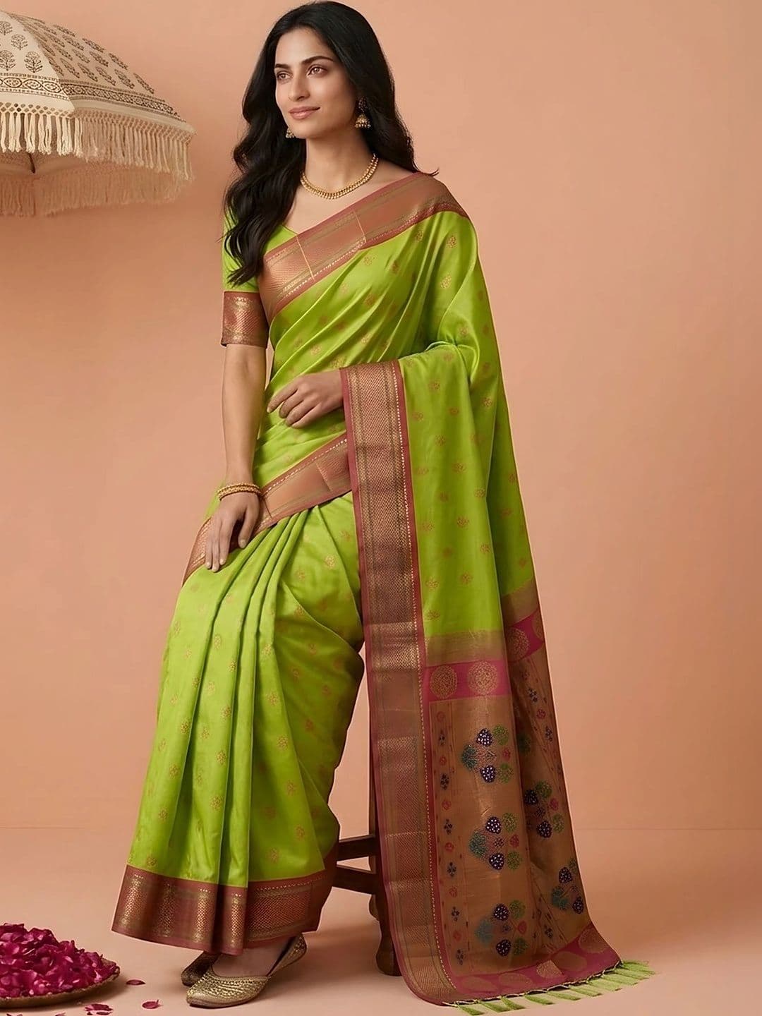 Dori Woven Design Zari Silk Blend Banarasi Saree thumbnail 2
