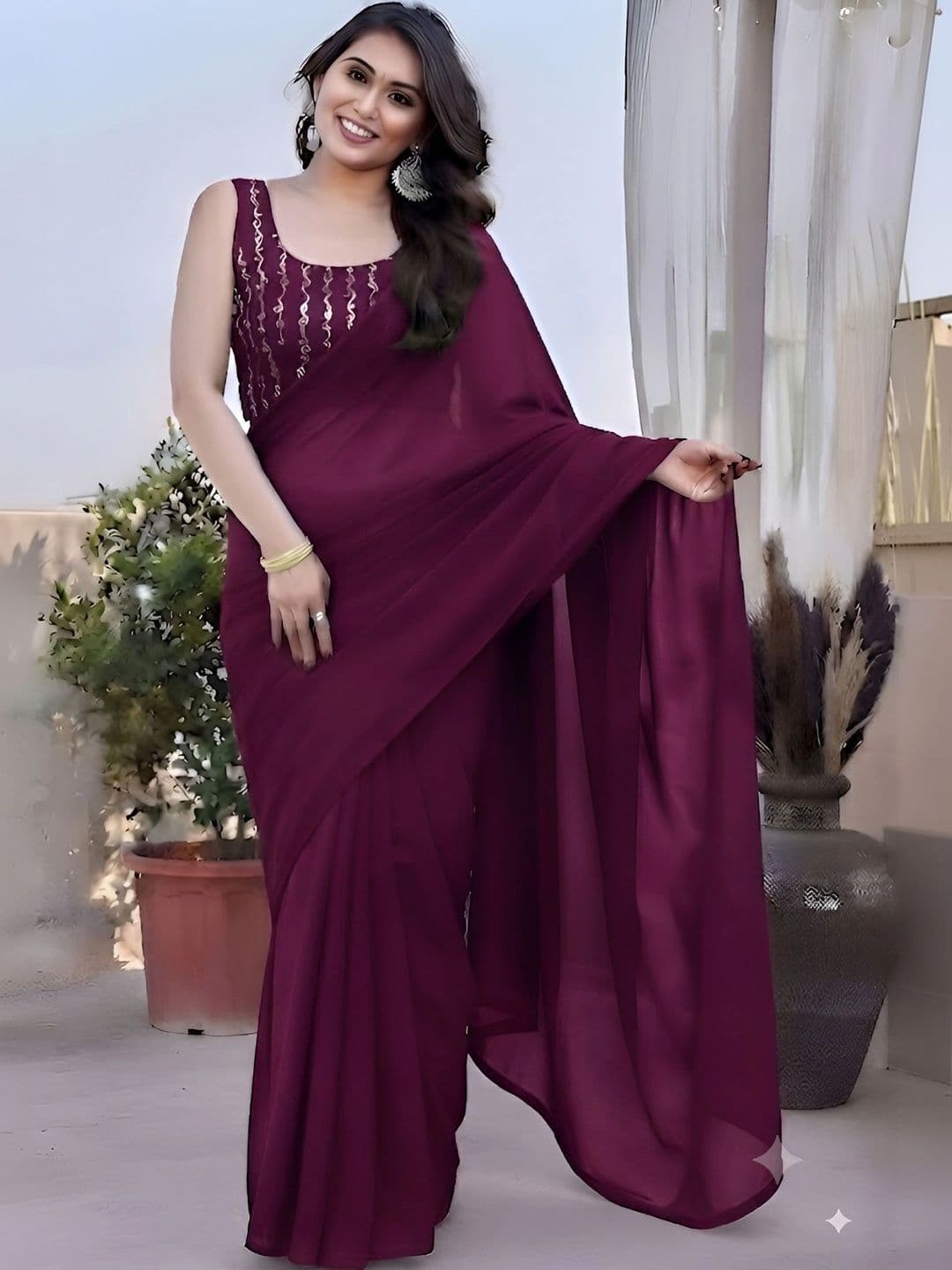 VRAGI Sequinned Saree - view 1