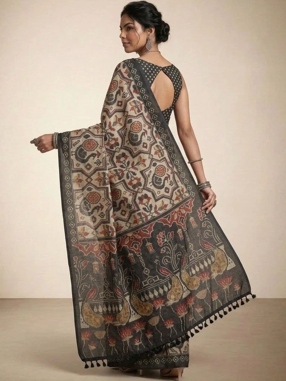 Anouk Kalamkari Silk Blend Saree thumbnail 4