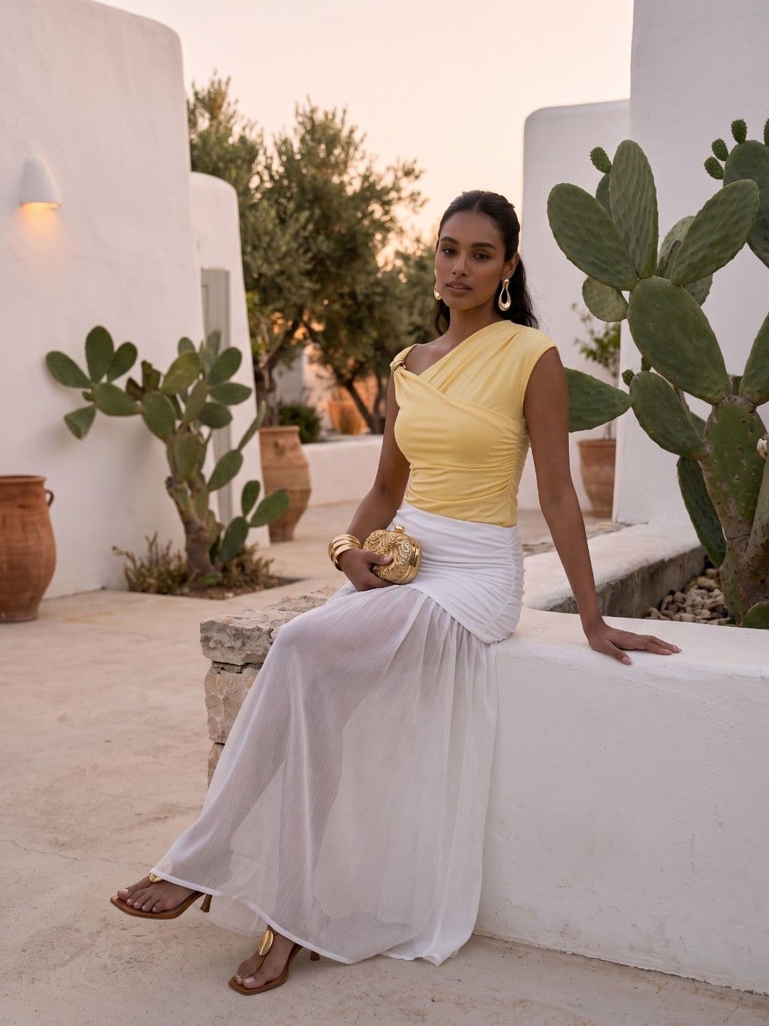 Phosphorus Women Ruched Maxi A-Line Skirt thumbnail 3