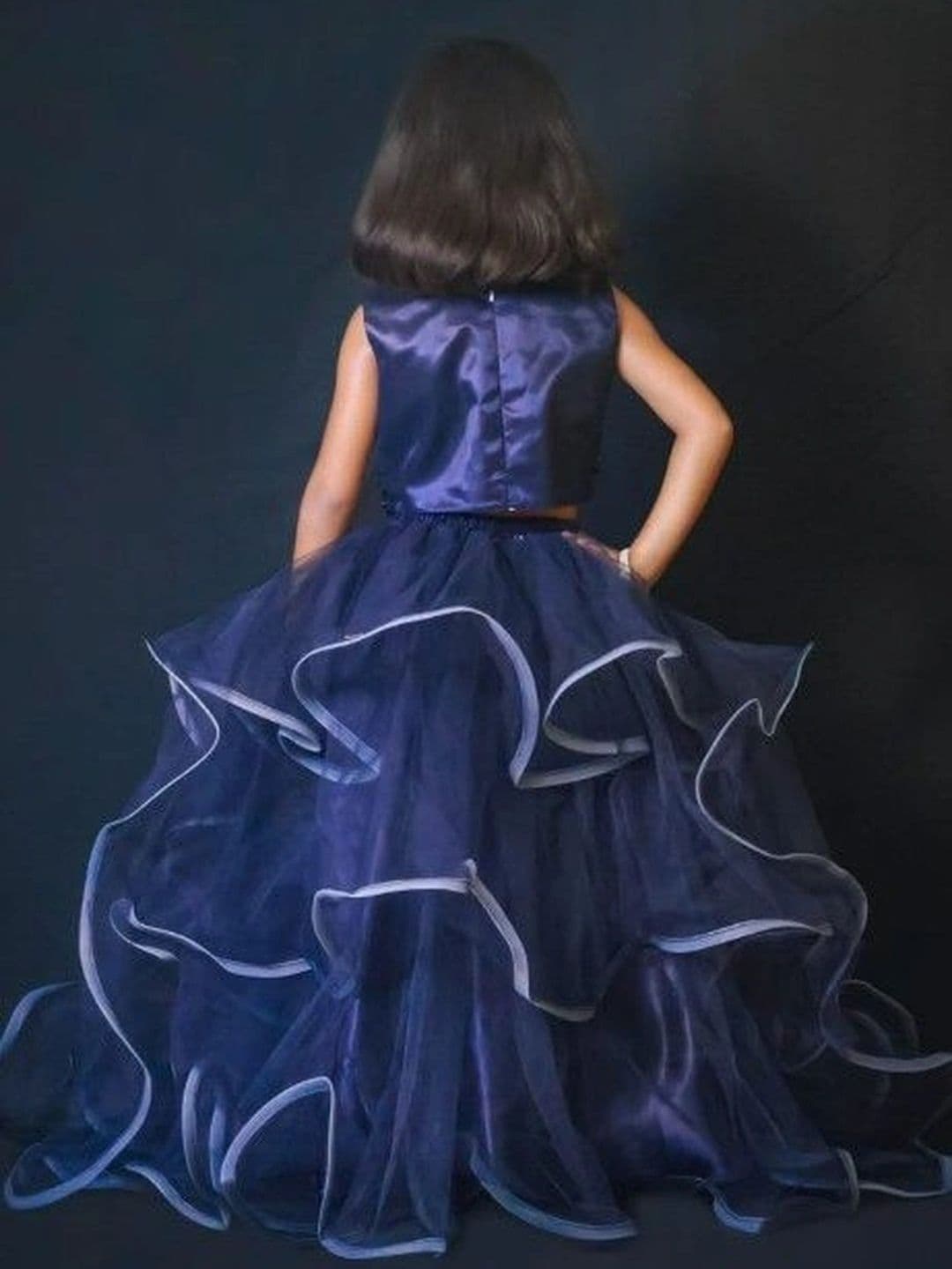 Poppy & Munchkin Munchkin Girls Embellished Sequinned Ready to Wear Lehenga thumbnail 2