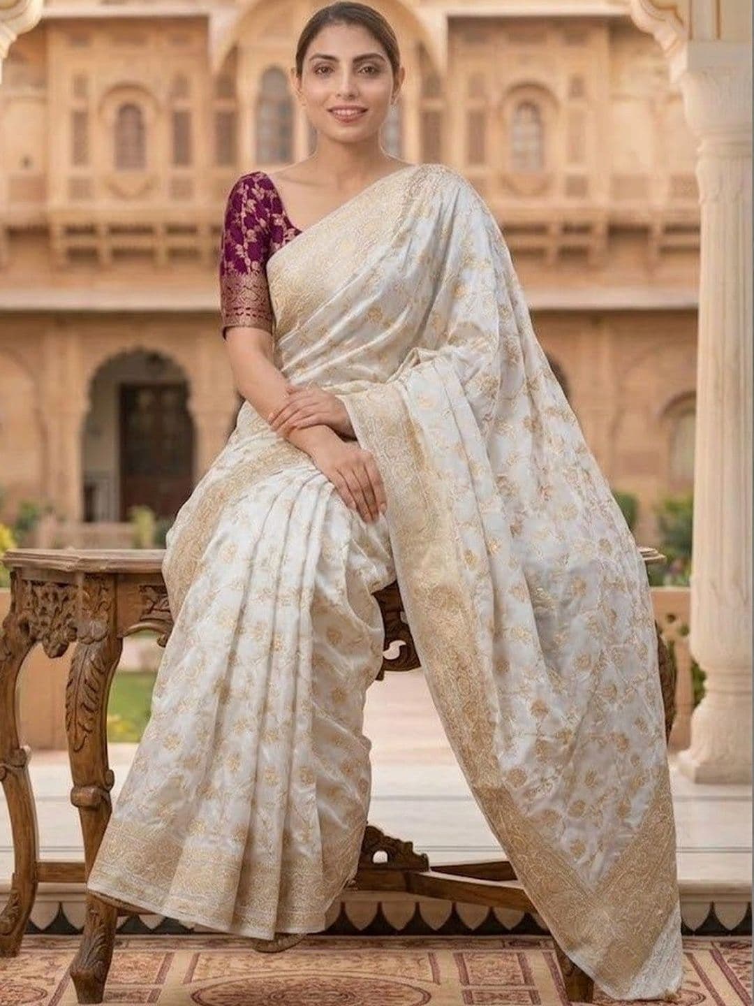 AwadhiCraft Woven Design Zari Art Silk Banarasi Saree thumbnail 5