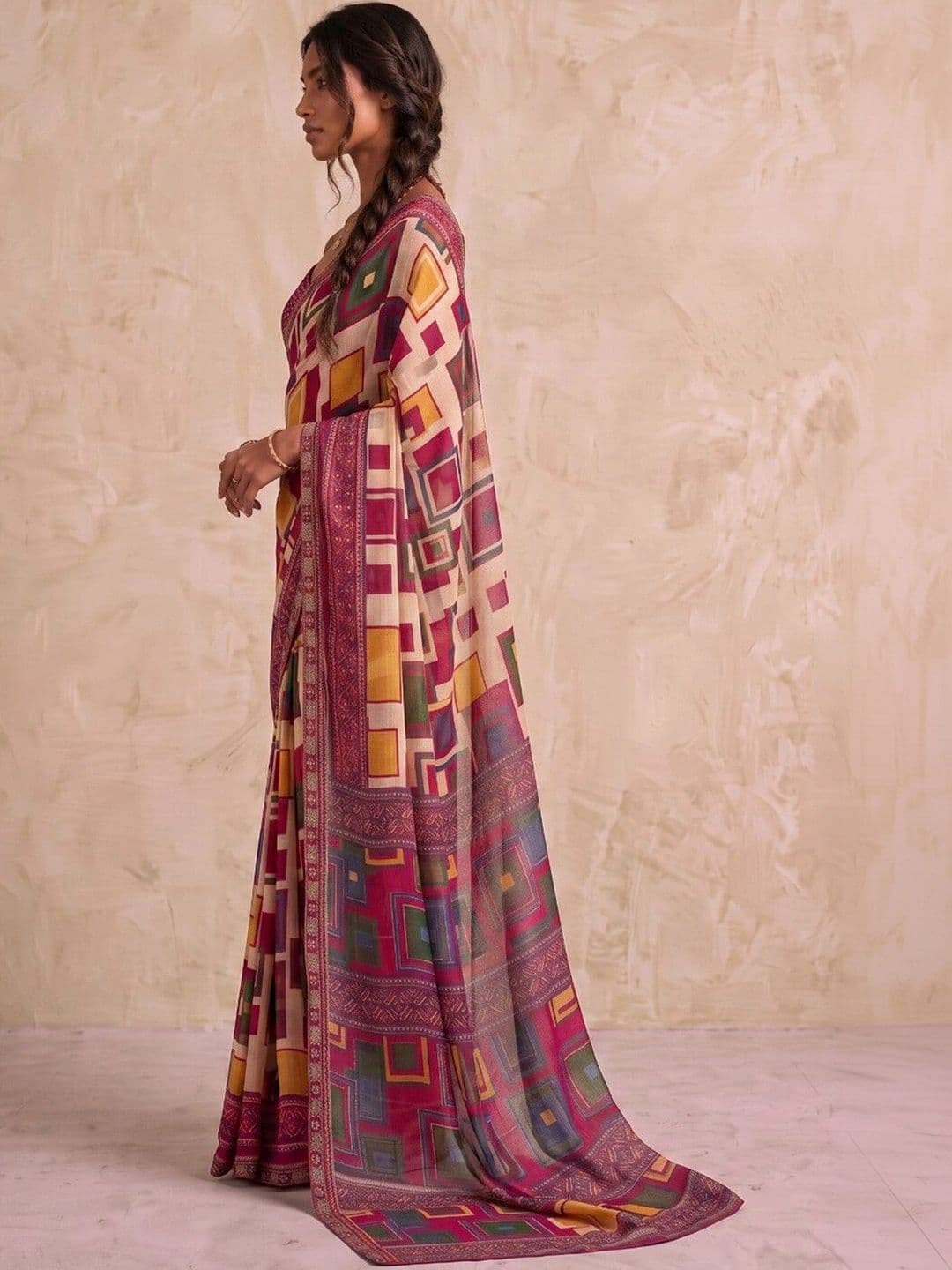 SAARA Ethnic Motifs Pure Georgette Saree thumbnail 5