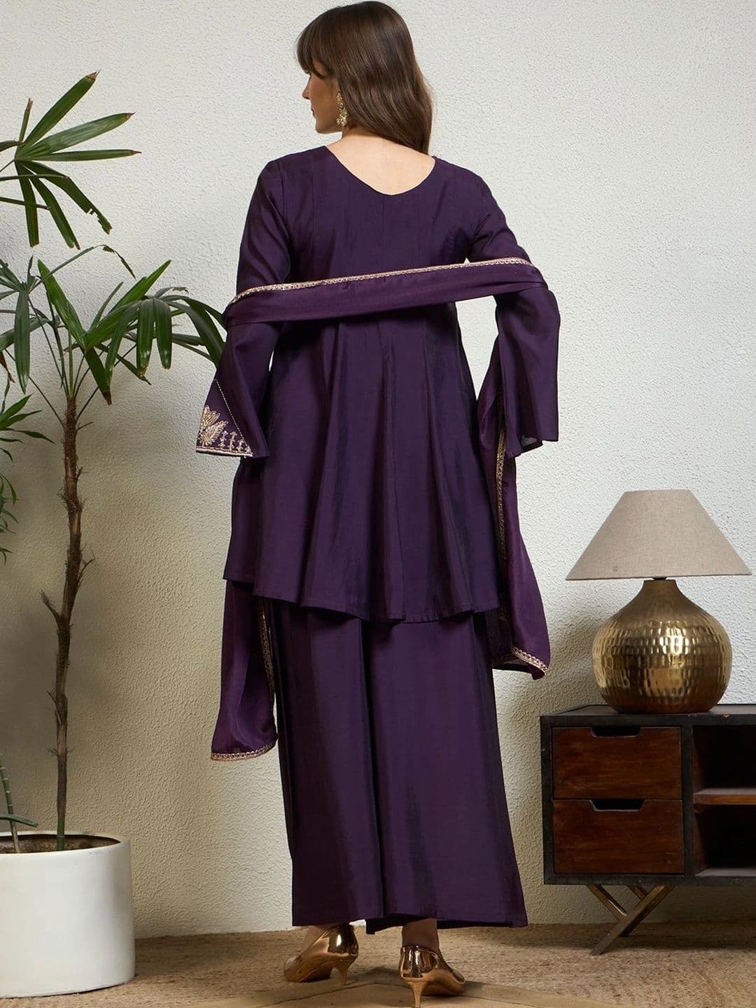 Honky Tonky Women Ethnic Motifs Embroidered Regular Kurta with Palazzos & With Dupatta thumbnail 5