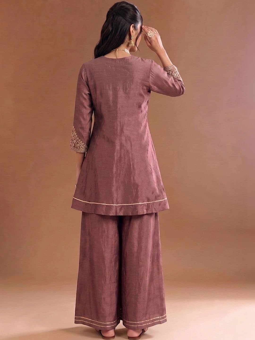 Varanga Women Ethnic Motifs Embroidered Regular Thread Work Kurta with Palazzos & With Dupatta thumbnail 5