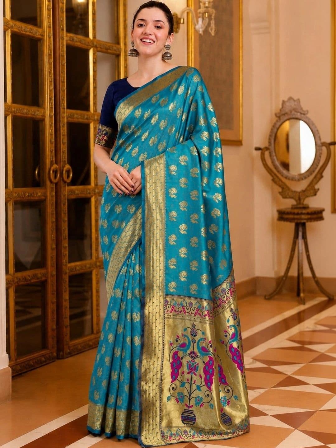 Veera Collection Paisley Zari Art Silk Designer Banarasi Saree - view 1