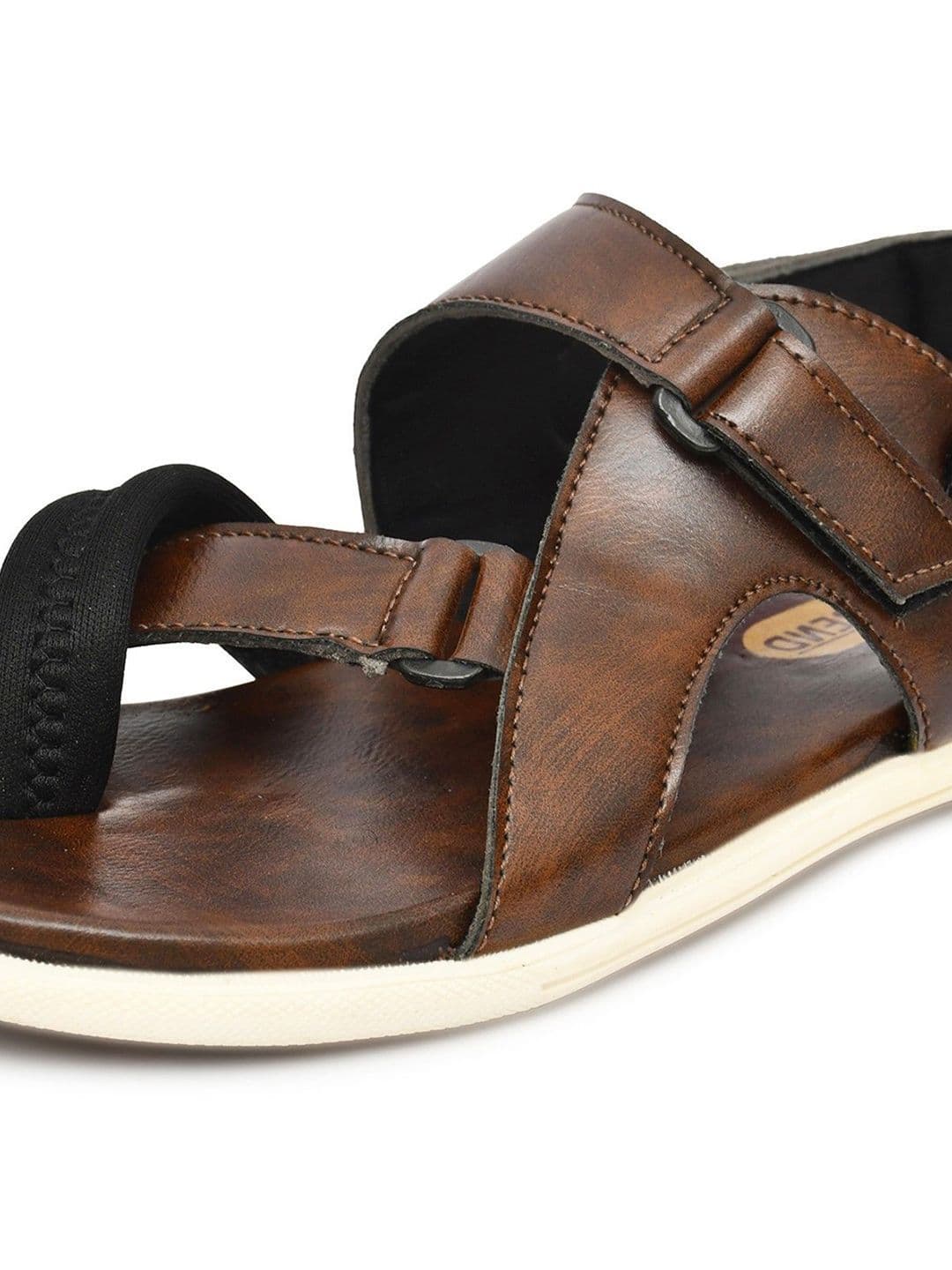 G L Trend Men Leather Comfort Brown Sandals with velcro closure thumbnail 6