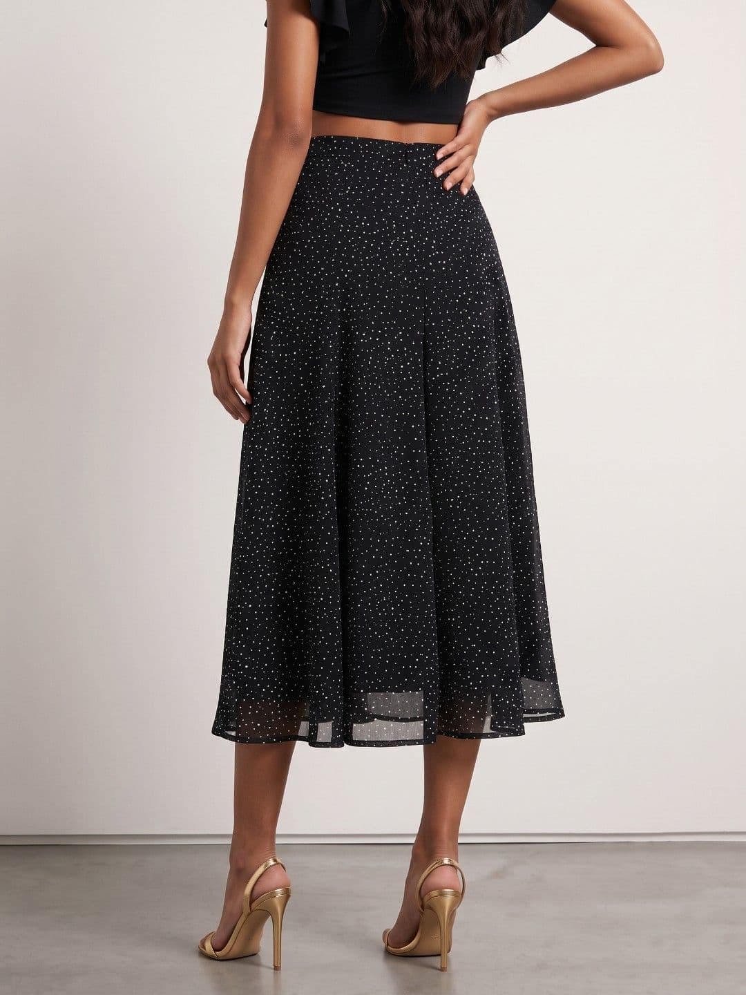 Phosphorus Women Polka Dots Printed Midi A-Line Skirt thumbnail 5