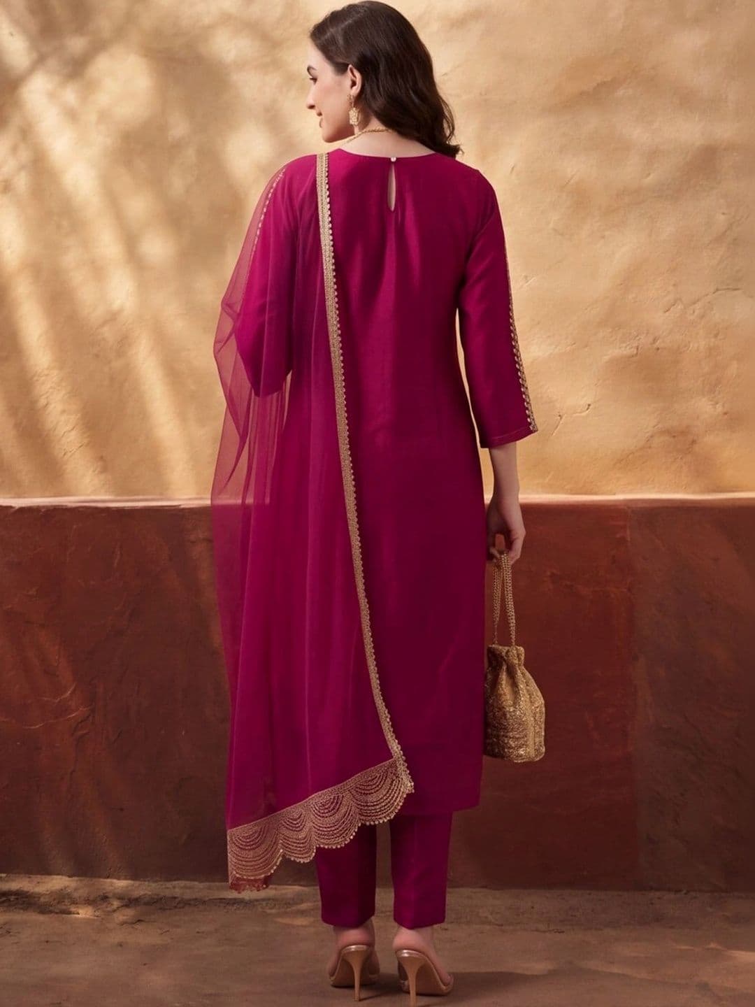 Jaipur Kurti Women Ethnic Motifs Embroidered Regular Thread Work Kurta with Trousers & With Dupatta thumbnail 5