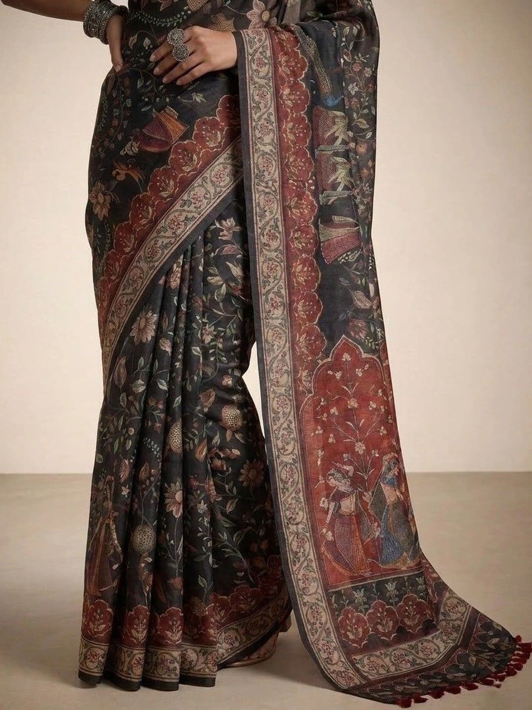 Anouk Kalamkari Silk Blend Saree thumbnail 2
