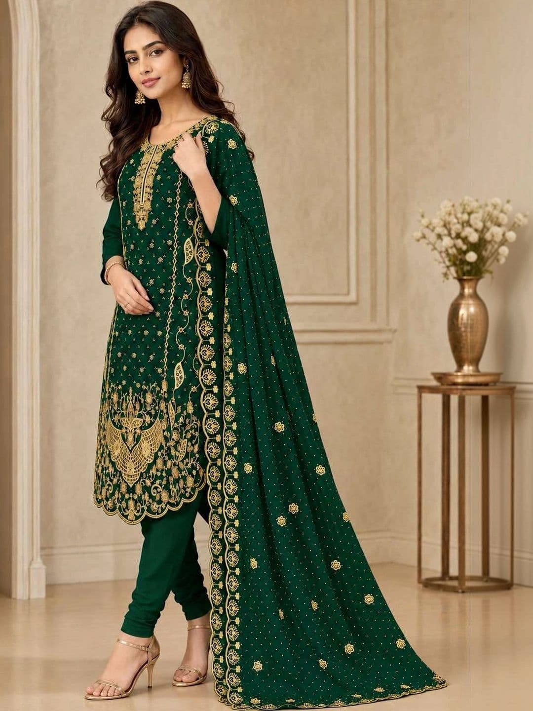 BHAIRAV TEX Embroidered Unstitched Dress Material thumbnail 2
