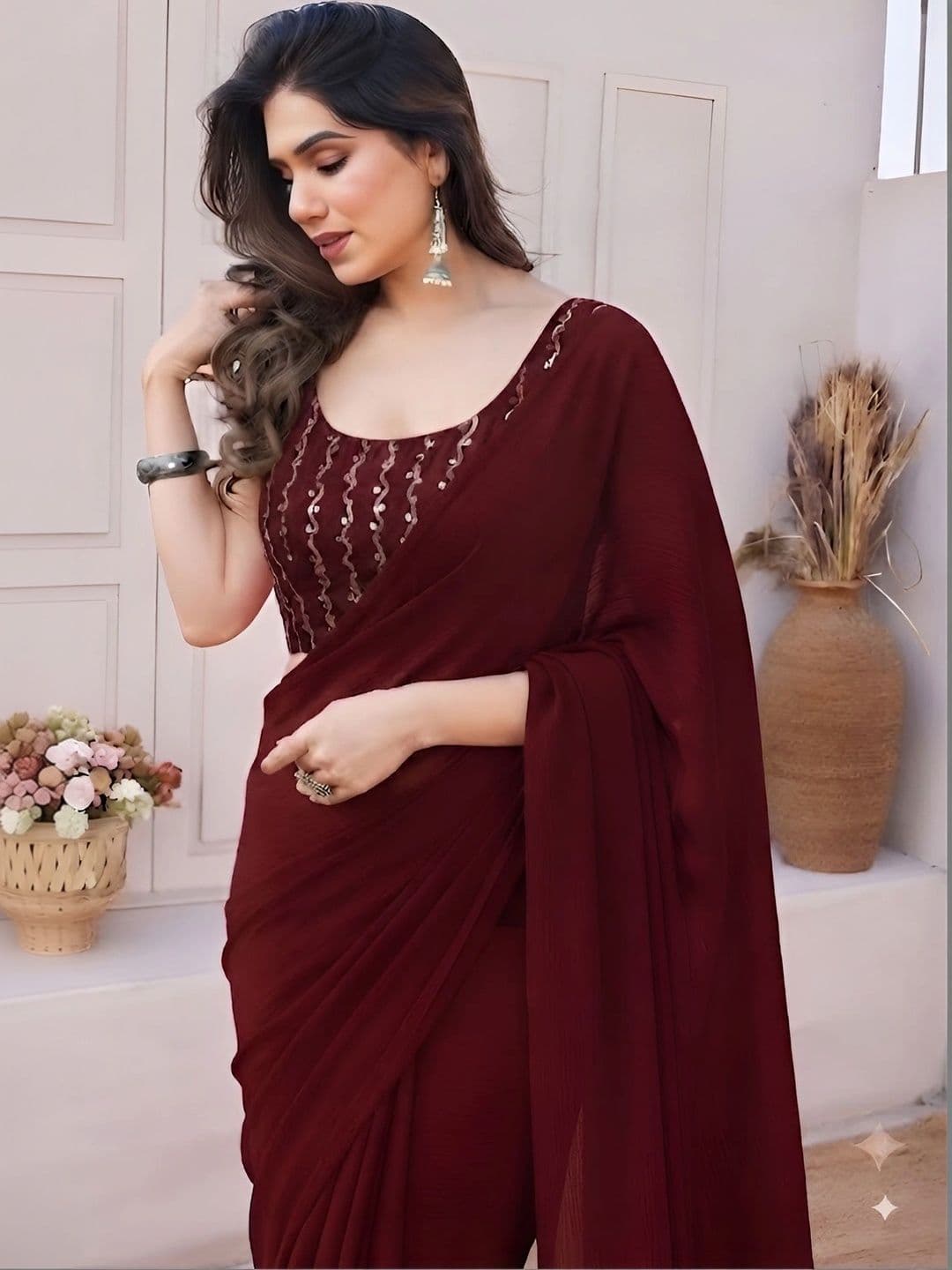 VRAGI Sequinned Saree thumbnail 4