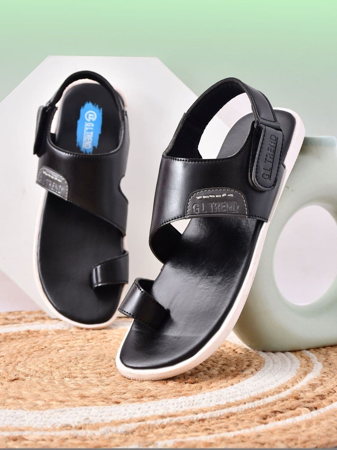 G L Trend Men's Black Casual Comfort Open Toe Slip-On Sandals - view 1