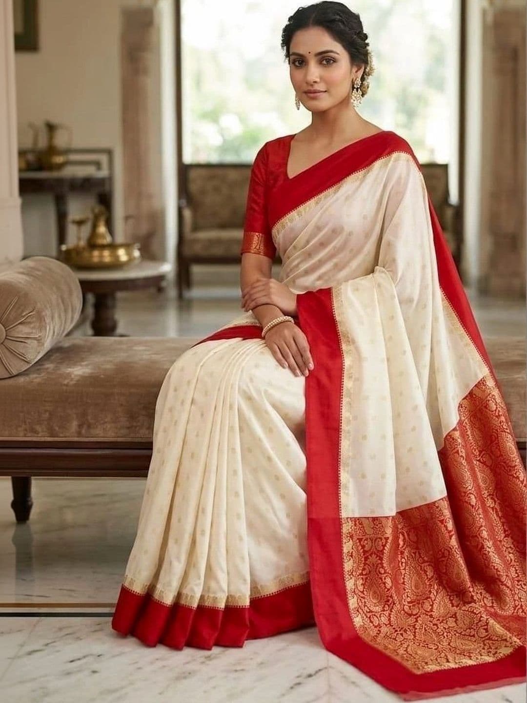 SILK HERITAGE Woven Design Zari Art Silk Saree thumbnail 2