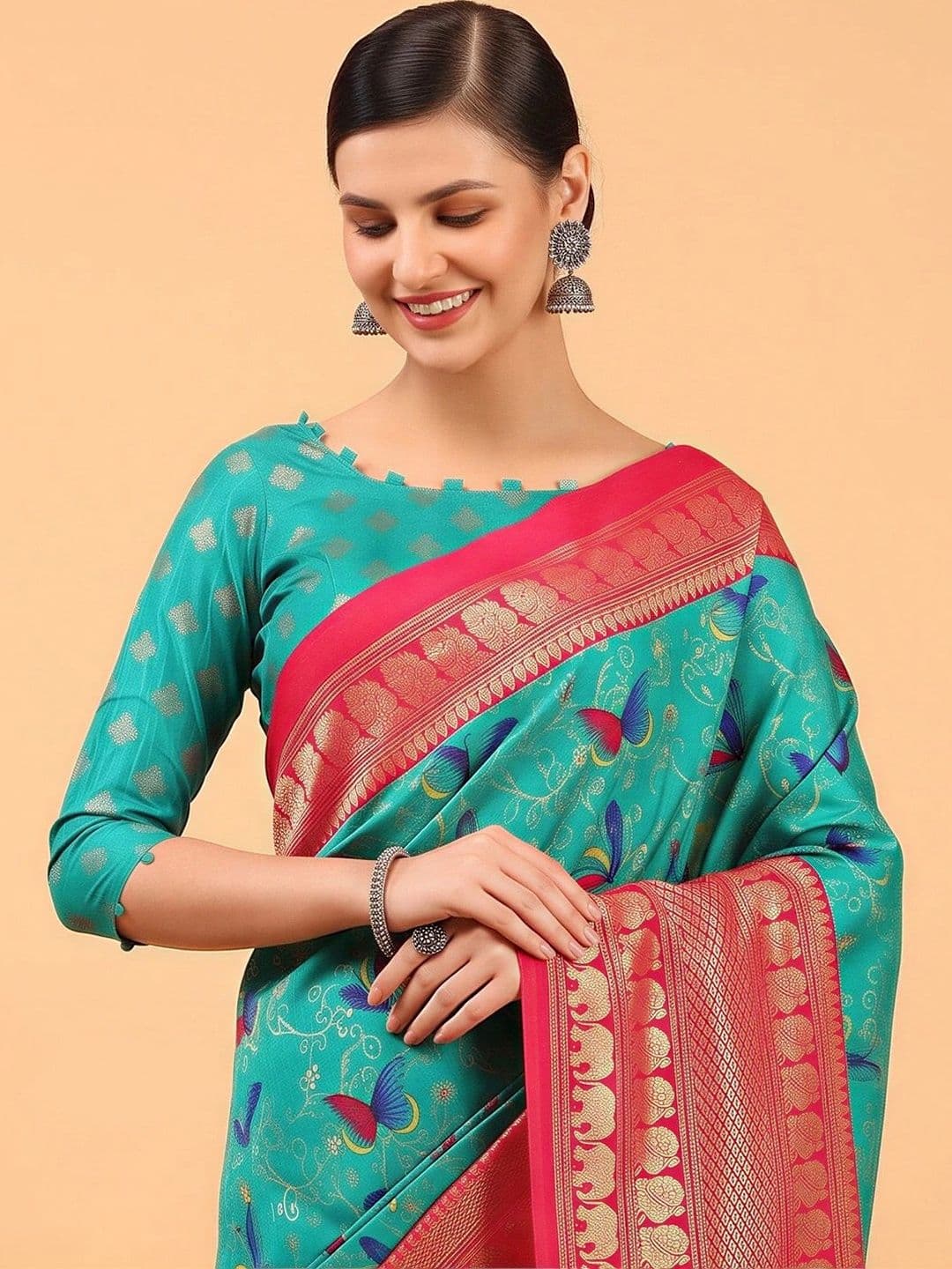 Anouk Embellished Zari Designer Banarasi Saree thumbnail 5