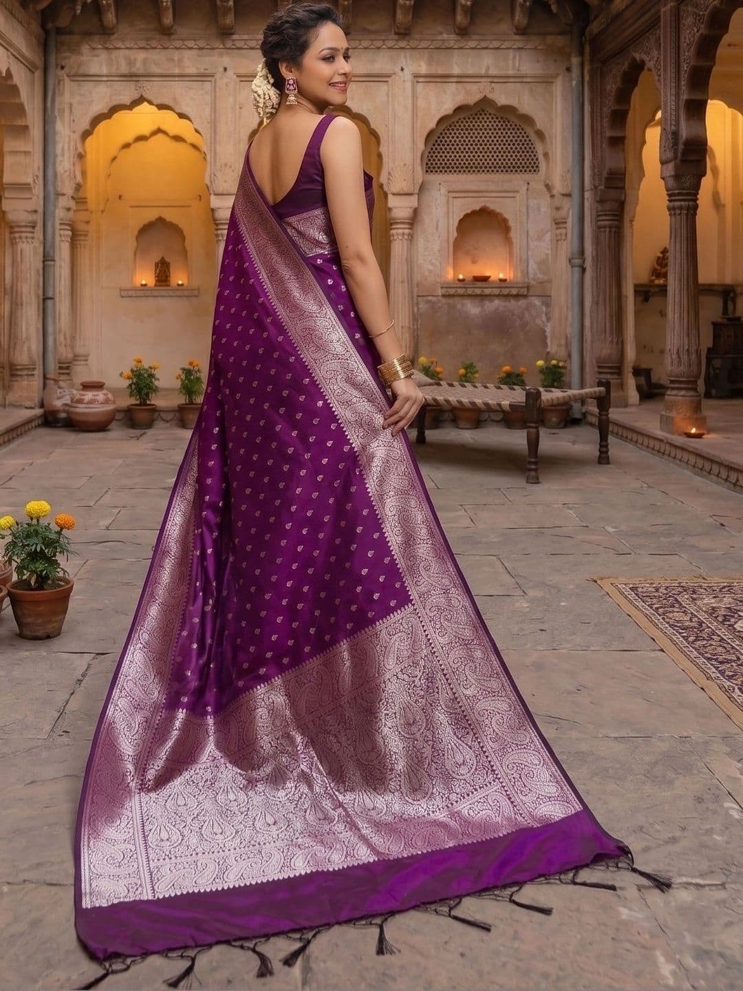 Zankhi Hosiery Woven Design Zari Art Silk Banarasi Saree thumbnail 5