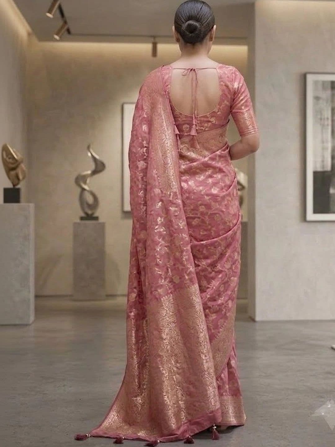 YASHASVI FASHION Woven Design Zari Art Silk Banarasi Saree thumbnail 4