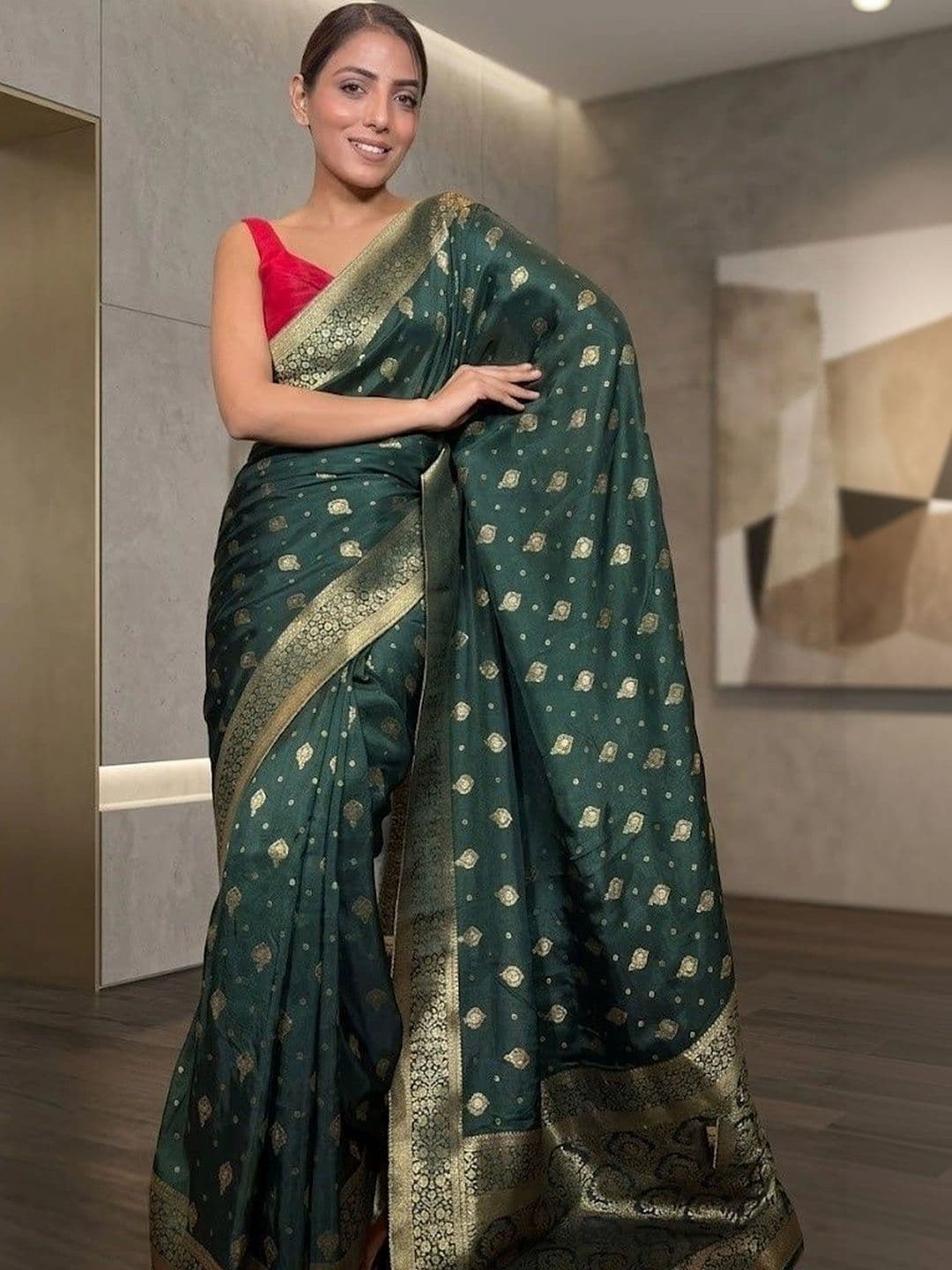 AdoreeStitch Woven Design Zari Art Silk Banarasi Saree - view 1