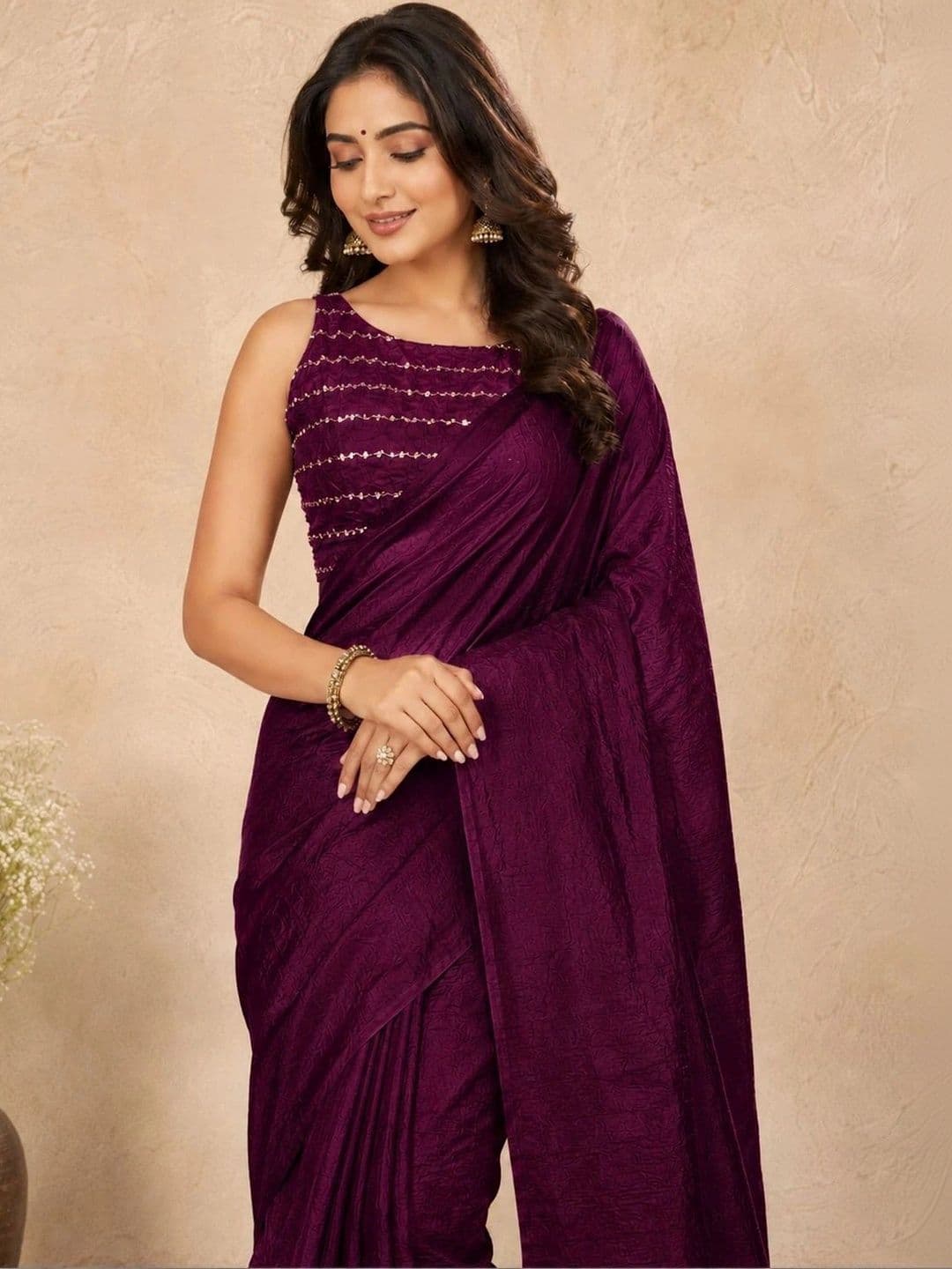 VRAGI Sequinned Saree thumbnail 5