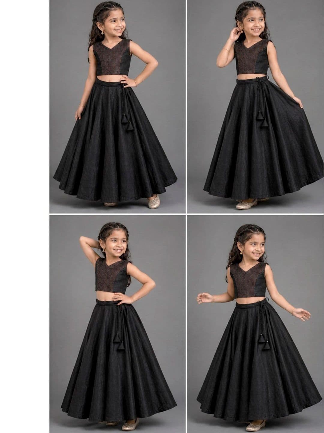 Charan Kanya Girls Embellished Sequinned Ready to Wear Lehenga & thumbnail 3