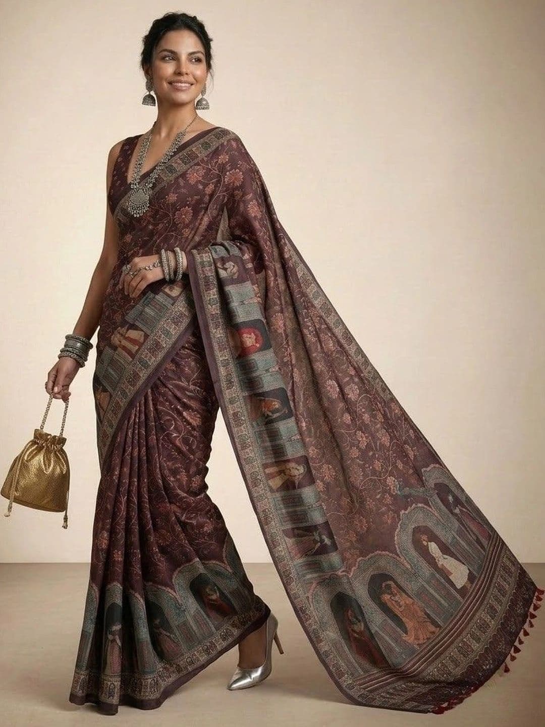 Anouk Warli Silk Blend Saree thumbnail 6