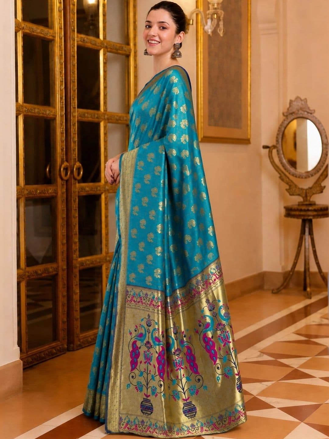 vastranagari Woven Design Zari Art Silk Designer Banarasi Saree thumbnail 2