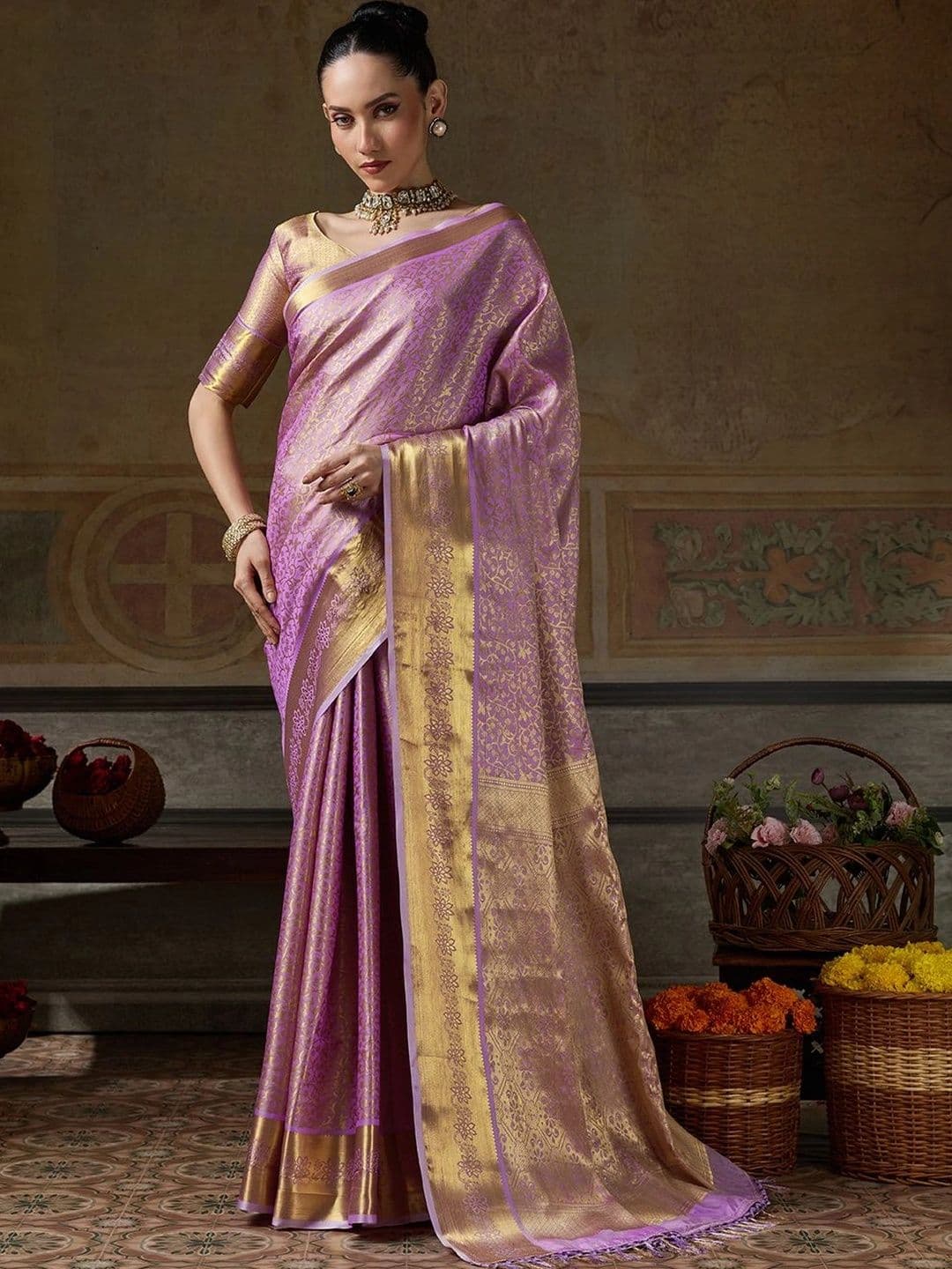 Sutriti Woven Design Zari Silk Blend Designer Banarasi Saree - view 1