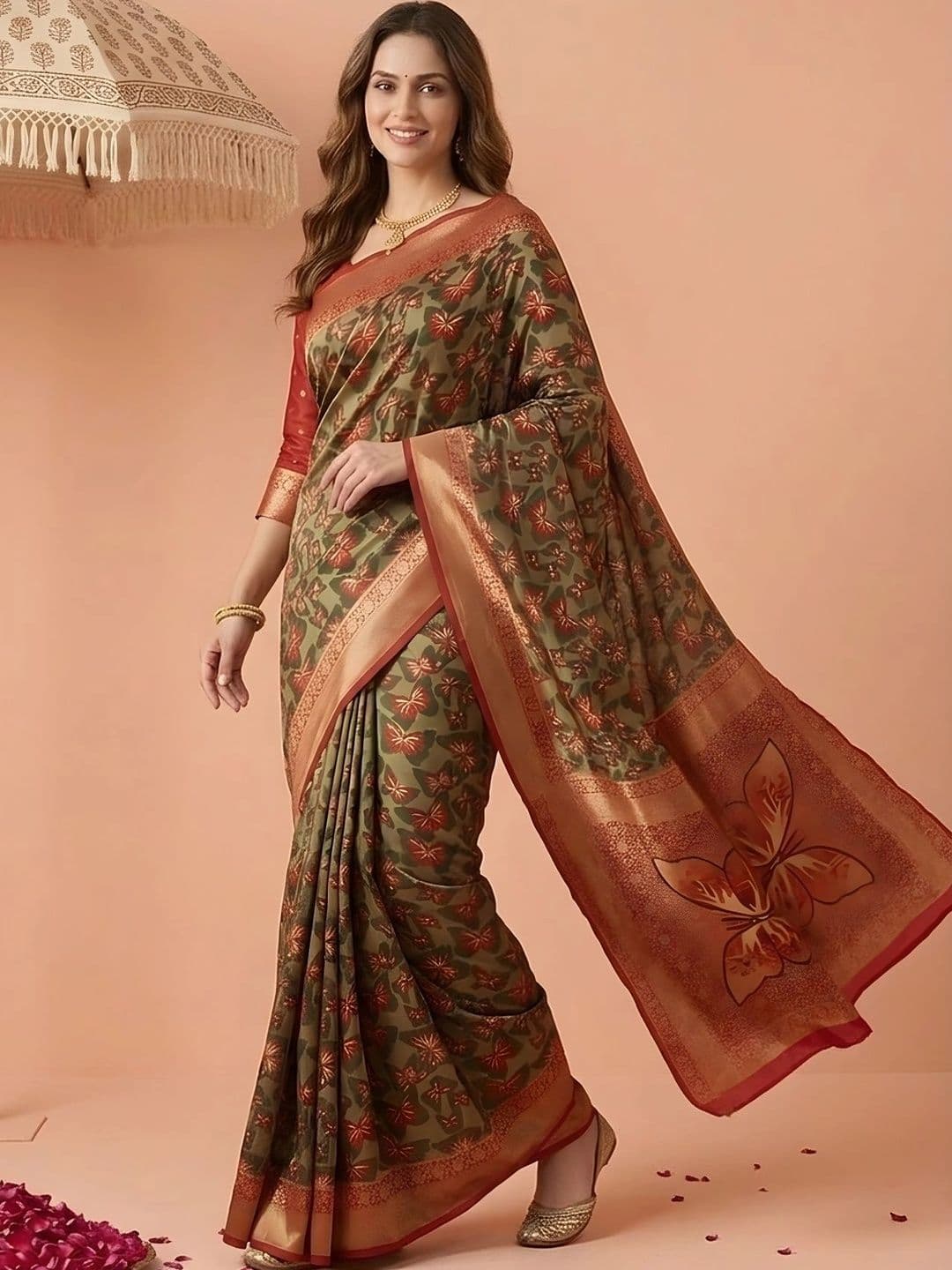 Dori Floral Silk Blend Saree - view 1