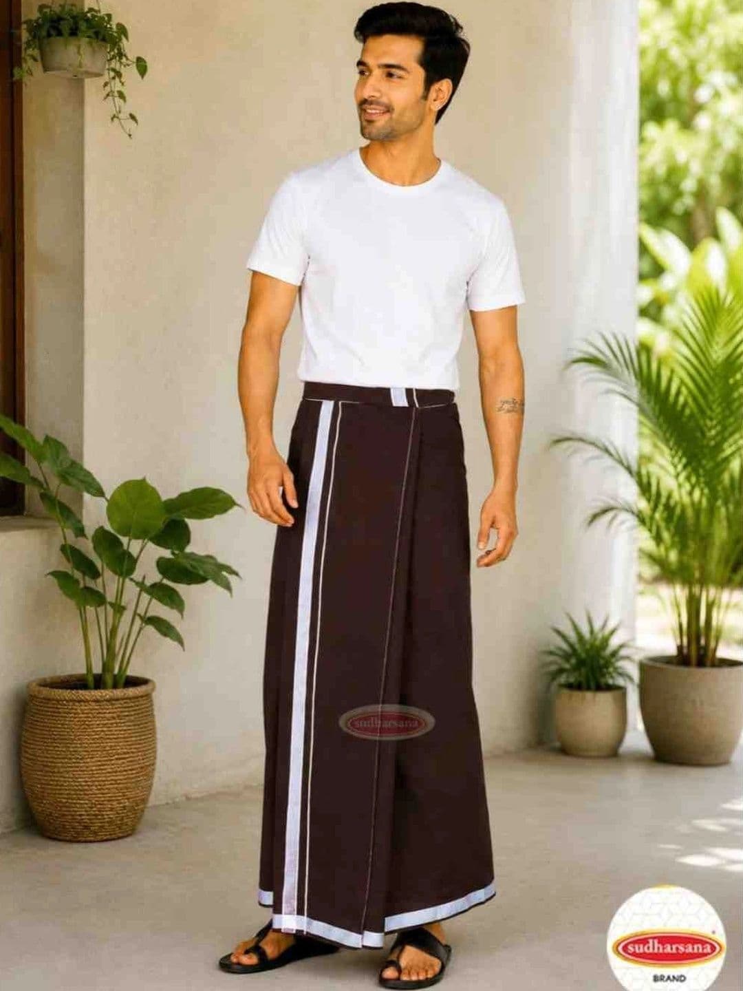sudharsana Men Cotton Striped Slip-On Dhoti Dhotis - view 1