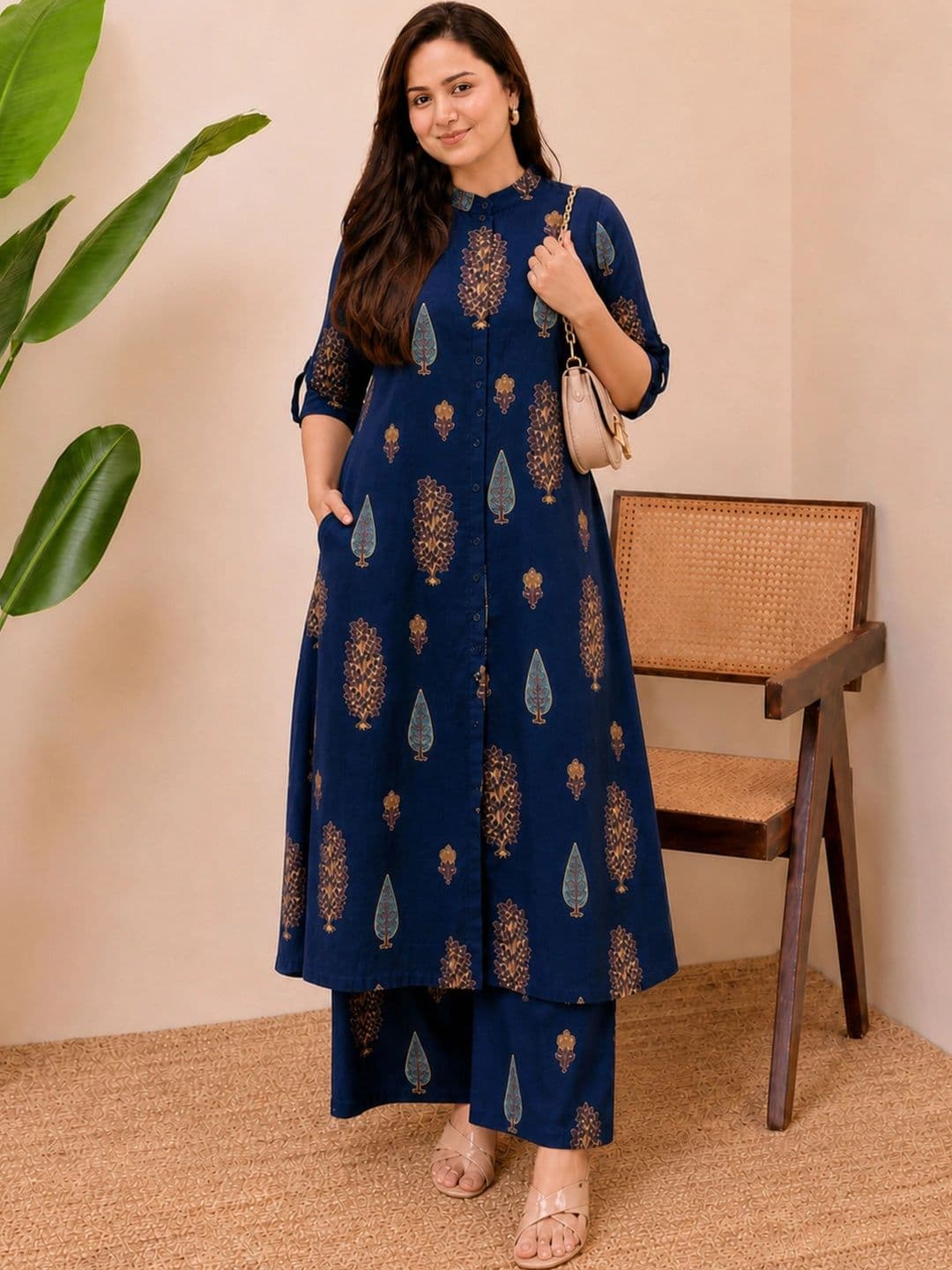 SZN Women Ethnic Motifs Printed Regular Kurta with Palazzos thumbnail 4