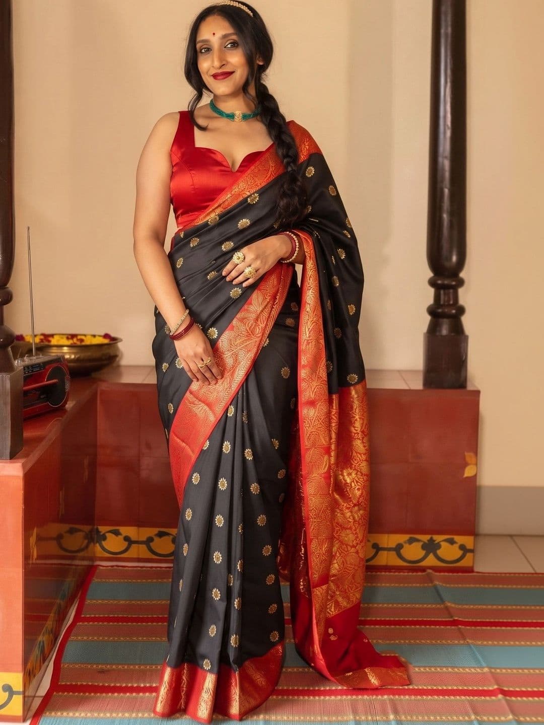 VILLE FASHION Woven Design Zari Art Silk Kanjeevaram Saree - view 1