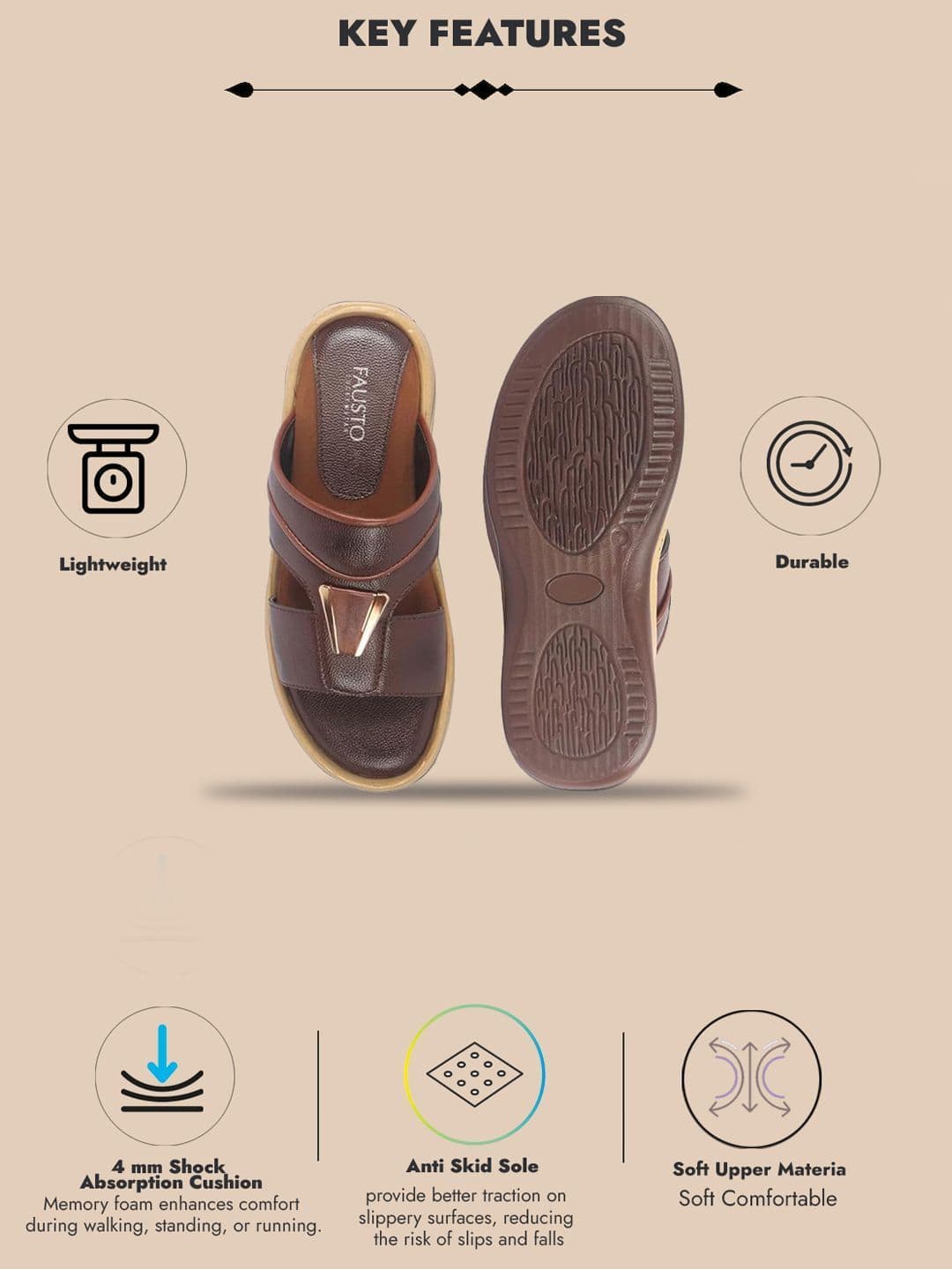 FAUSTO Men PU Comfort Sandals thumbnail 5