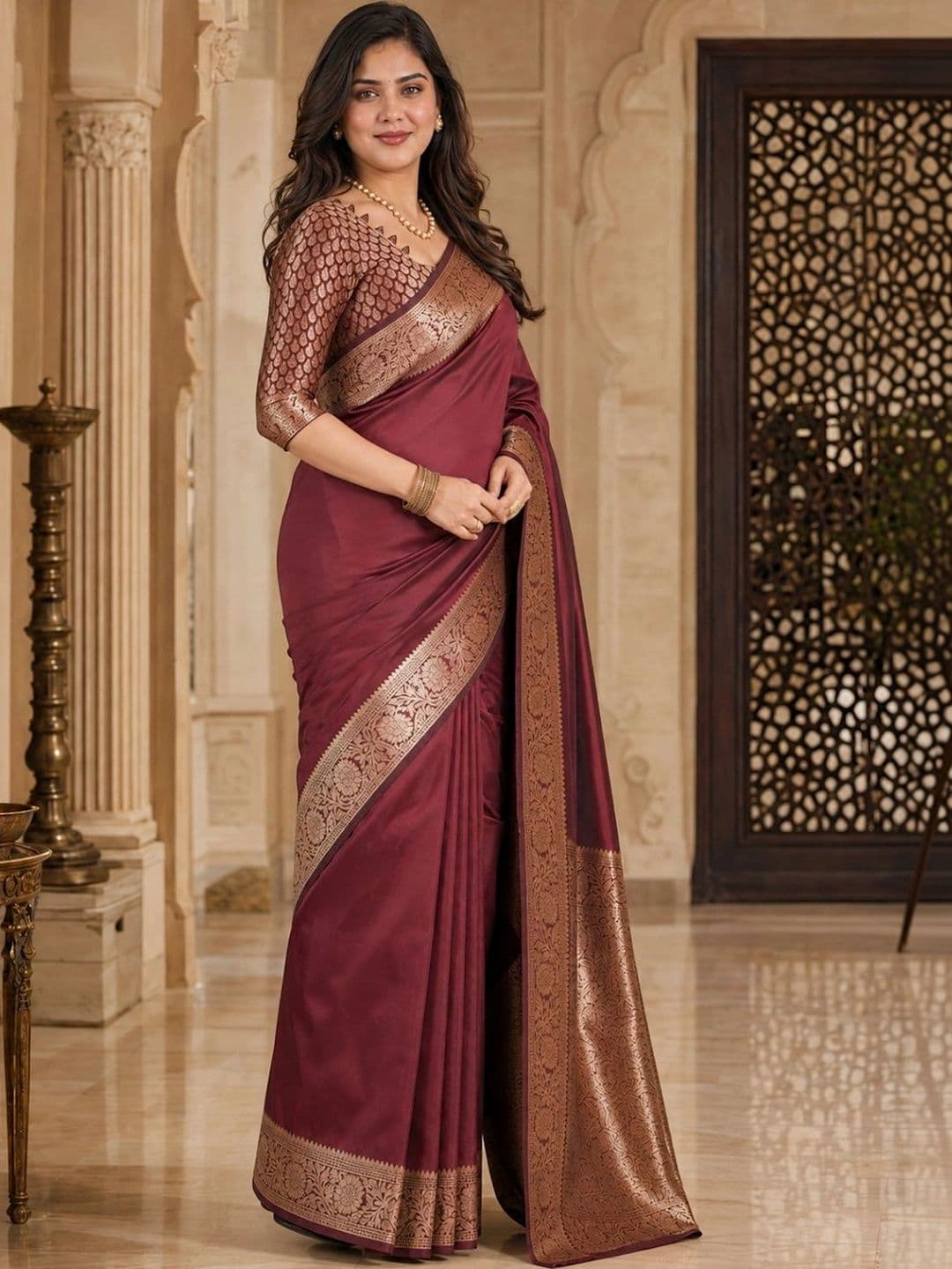 IKSHARA Woven Design Zari Art Silk Banarasi Saree thumbnail 7