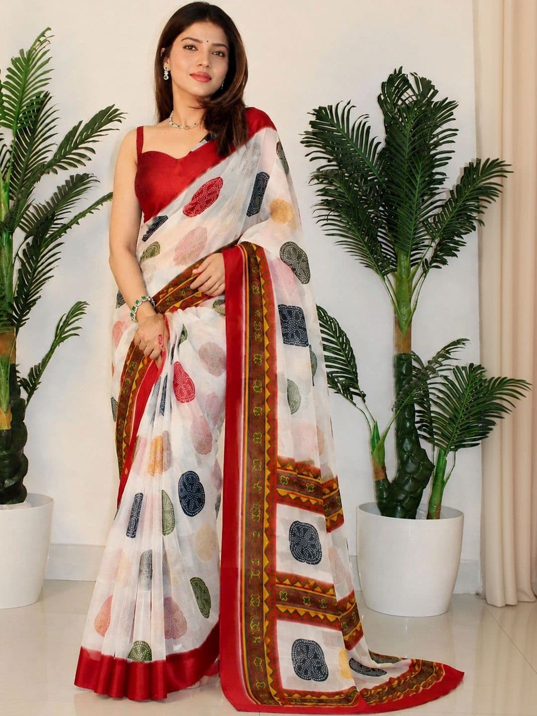 Sanwariya Silk Women Polka Dot Pure Georgette Saree - view 1