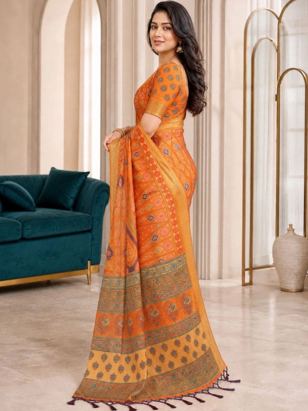 IKSHARA Bandhani Silk Cotton Saree thumbnail 6