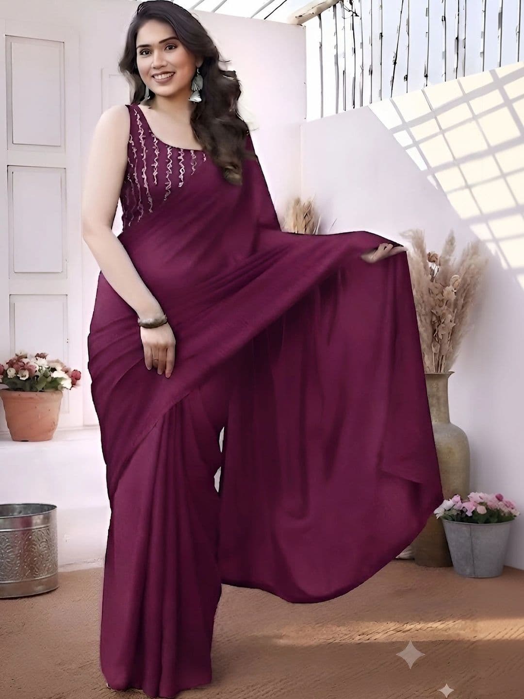VRAGI Sequinned Saree thumbnail 4
