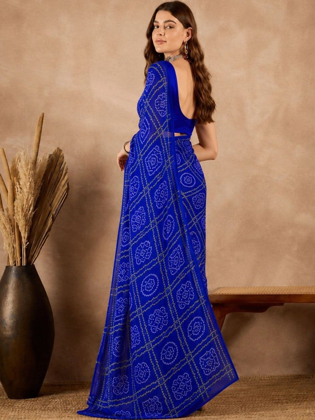 SANJANA  SILK SANJANA SILK Bandhani Pure Georgette Saree thumbnail 3