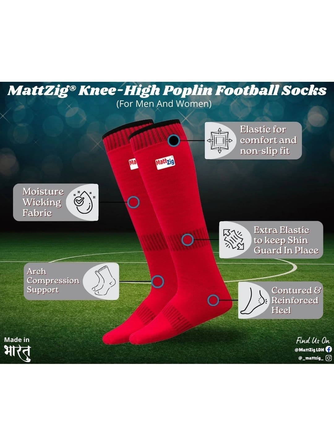 MattZig Men Cotton Blend Knee Length Socks thumbnail 2