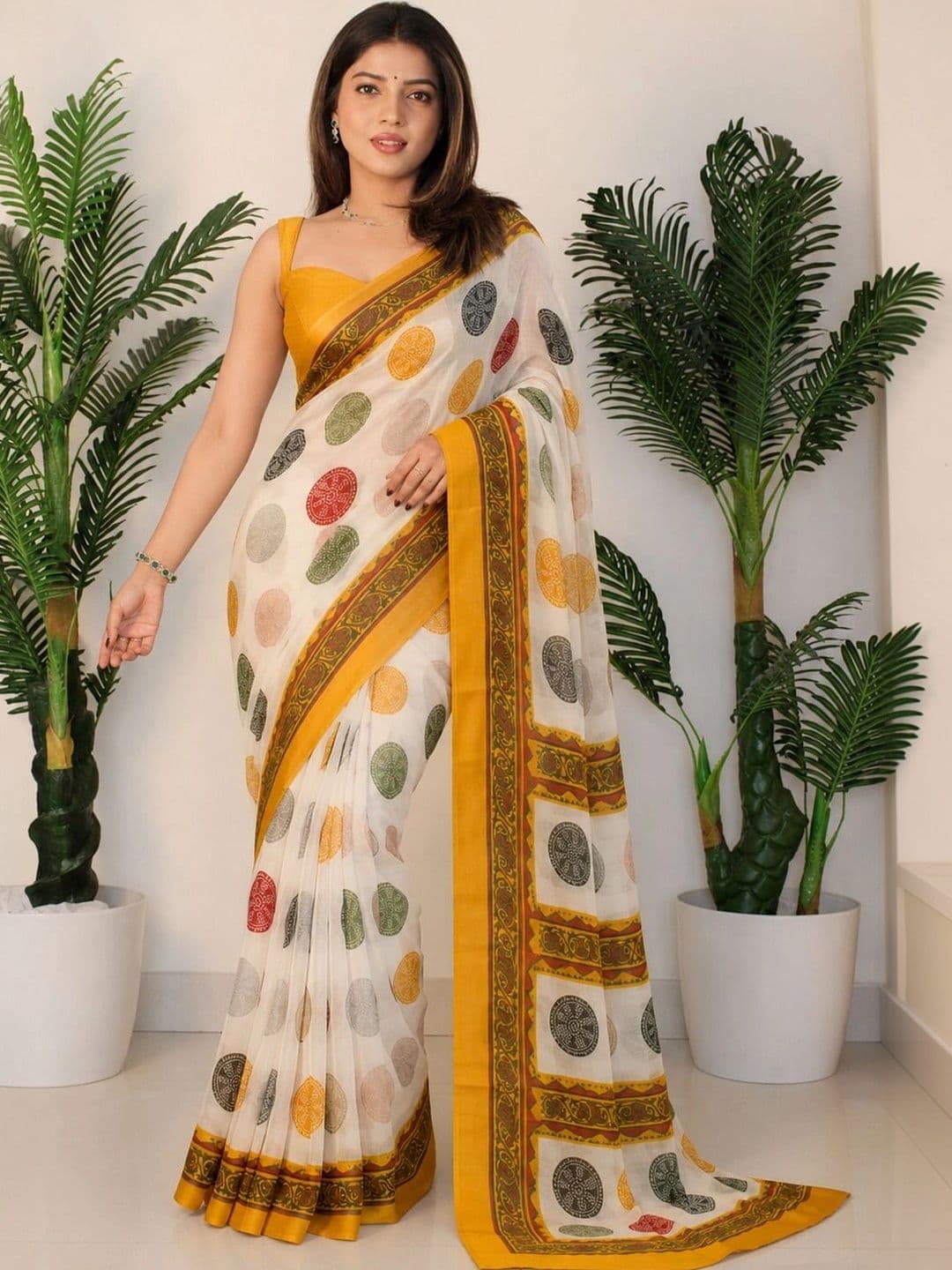 SANJANA  SILK SANJANA SILK Polka Dot Pure Georgette Saree - view 1