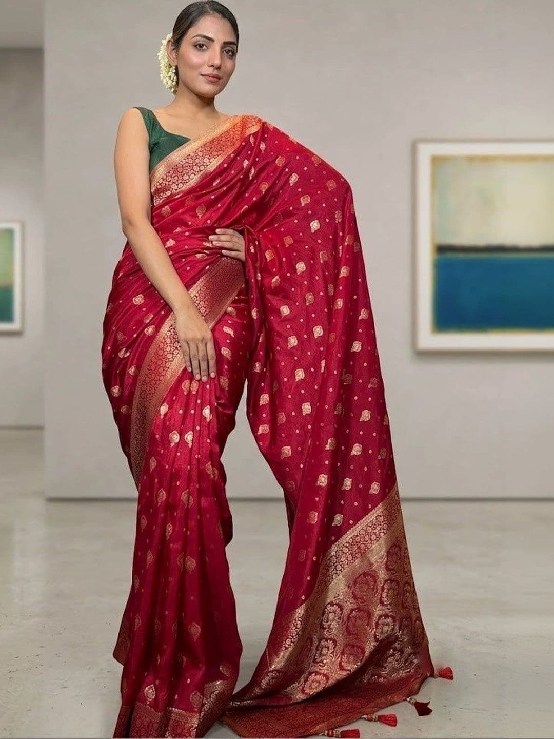 YASHASVI FASHION Woven Design Zari Art Silk Banarasi Saree - view 1
